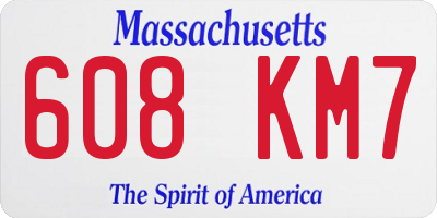 MA license plate 608KM7