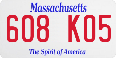 MA license plate 608KO5