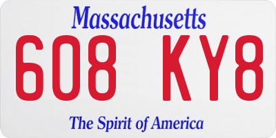 MA license plate 608KY8
