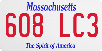 MA license plate 608LC3