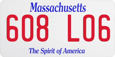 MA license plate 608LO6