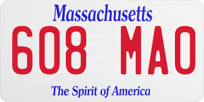 MA license plate 608MA0