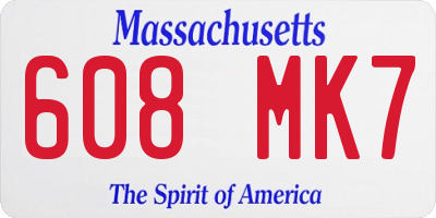 MA license plate 608MK7