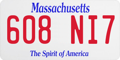 MA license plate 608NI7