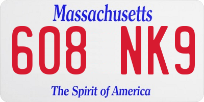 MA license plate 608NK9