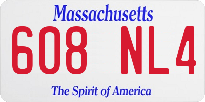 MA license plate 608NL4