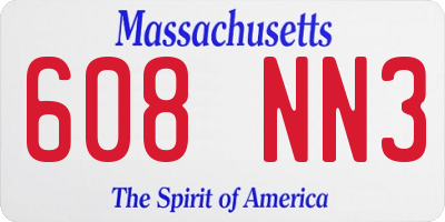 MA license plate 608NN3