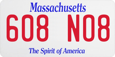 MA license plate 608NO8