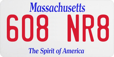 MA license plate 608NR8