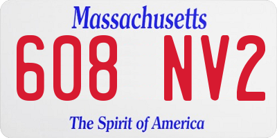 MA license plate 608NV2