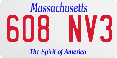 MA license plate 608NV3