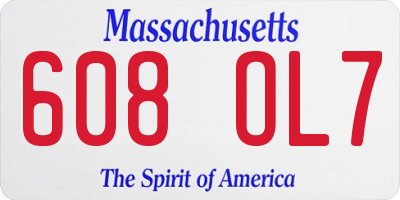 MA license plate 608OL7