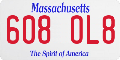 MA license plate 608OL8