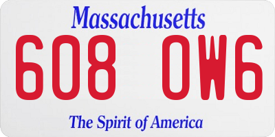 MA license plate 608OW6