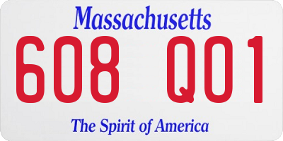 MA license plate 608QO1