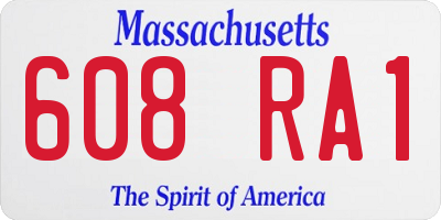 MA license plate 608RA1
