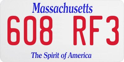 MA license plate 608RF3