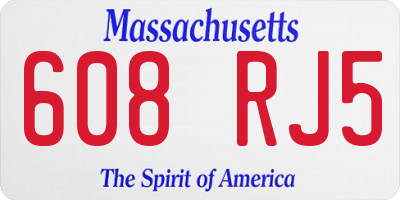 MA license plate 608RJ5