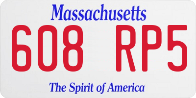 MA license plate 608RP5