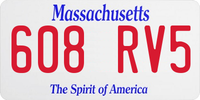 MA license plate 608RV5