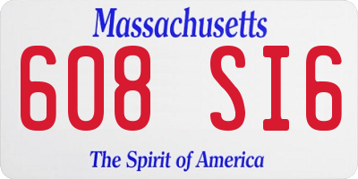 MA license plate 608SI6