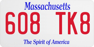 MA license plate 608TK8