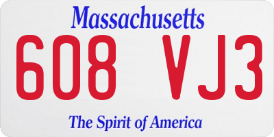 MA license plate 608VJ3