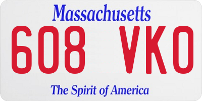 MA license plate 608VK0