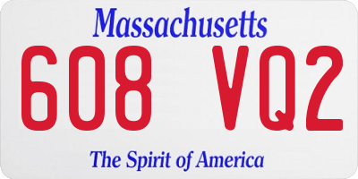 MA license plate 608VQ2
