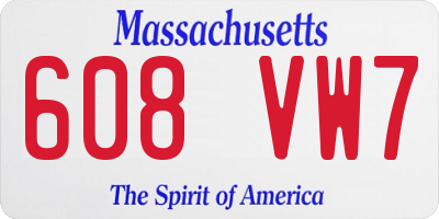 MA license plate 608VW7