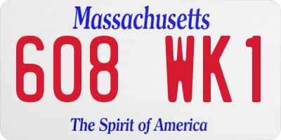 MA license plate 608WK1