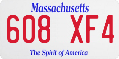 MA license plate 608XF4