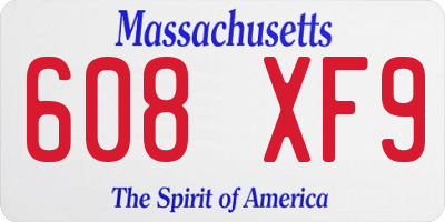 MA license plate 608XF9