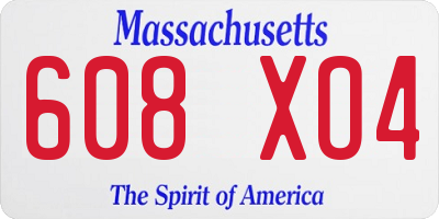 MA license plate 608XO4