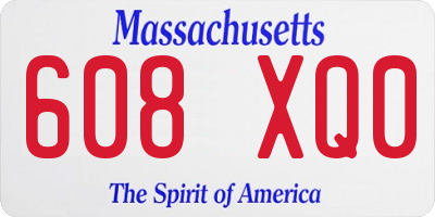 MA license plate 608XQ0