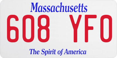 MA license plate 608YF0