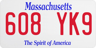 MA license plate 608YK9