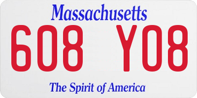 MA license plate 608YO8