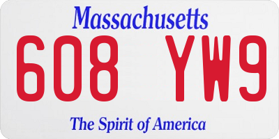 MA license plate 608YW9