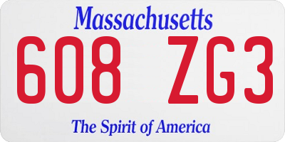MA license plate 608ZG3