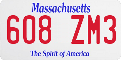 MA license plate 608ZM3