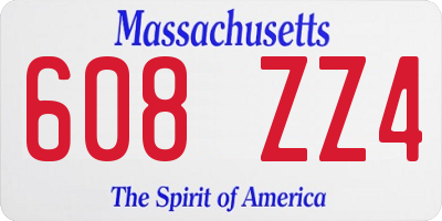 MA license plate 608ZZ4