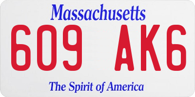 MA license plate 609AK6