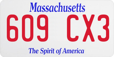 MA license plate 609CX3