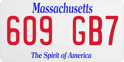 MA license plate 609GB7