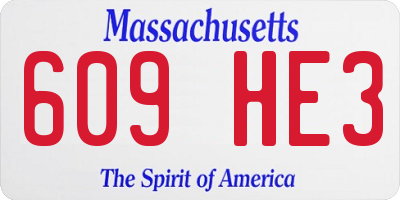 MA license plate 609HE3