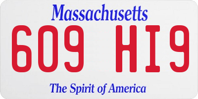 MA license plate 609HI9