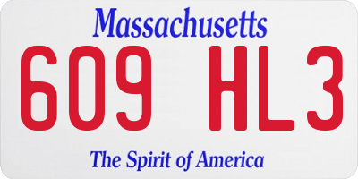 MA license plate 609HL3