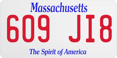 MA license plate 609JI8