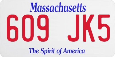 MA license plate 609JK5